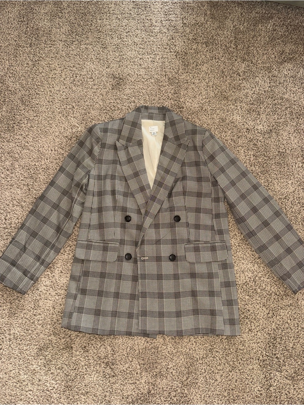 a new day Plaid Blazer in Black, White, and Tan